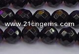 CTO137 15.5 inches 8mm faceted round black tourmaline beads