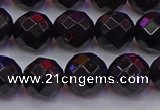 CTO138 15.5 inches 10mm faceted round black tourmaline beads