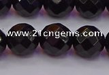 CTO139 15.5 inches 12mm faceted round black tourmaline beads