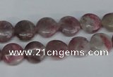 CTO202 15.5 inches 10mm flat round pink tourmaline gemstone beads