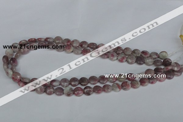 CTO202 15.5 inches 10mm flat round pink tourmaline gemstone beads