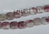 CTO205 15.5 inches 8*8mm square pink tourmaline gemstone beads