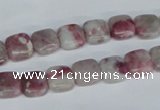 CTO206 15.5 inches 10*10mm square pink tourmaline gemstone beads