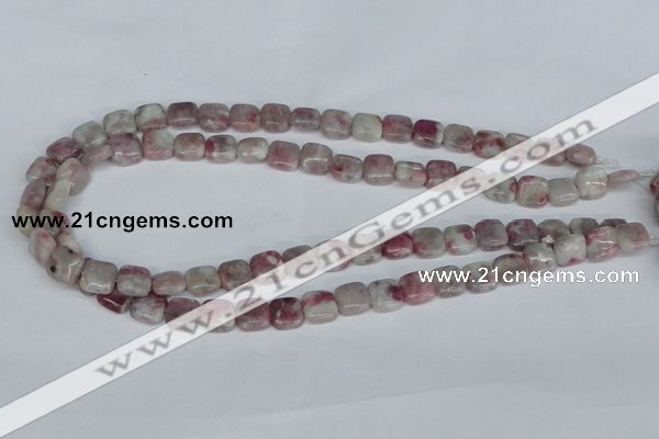 CTO206 15.5 inches 10*10mm square pink tourmaline gemstone beads