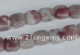 CTO208 15.5 inches 16*16mm square pink tourmaline gemstone beads