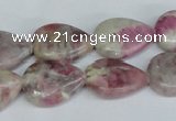 CTO214 15.5 inches 13*18mm flat teardrop pink tourmaline gemstone beads