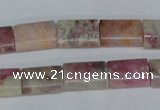 CTO215 15.5 inches 10*14mm flat tube pink tourmaline gemstone beads