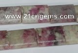 CTO216 15.5 inches 15*20mm flat tube pink tourmaline gemstone beads