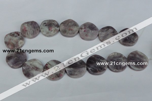 CTO234 15.5 inches 30mm wavy coin tourmaline gemstone beads