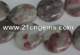 CTO235 15.5 inches 20mm flat round pink tourmaline gemstone beads