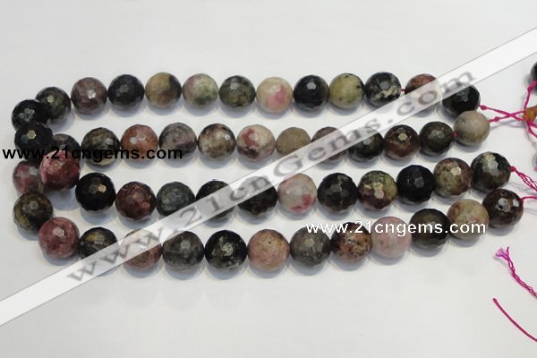 CTO32 15.5 inches 16mm faceted round natural tourmaline beads