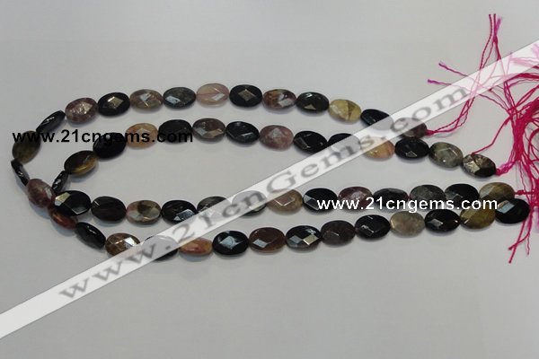 CTO36 15.5 inches 10*14mm faceted oval natural tourmaline beads