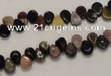 CTO37 15.5 inches 5*8mm flat teardrop natural tourmaline beads