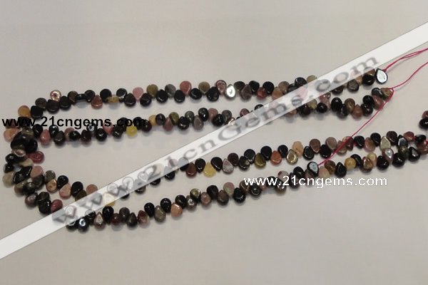 CTO37 15.5 inches 5*8mm flat teardrop natural tourmaline beads