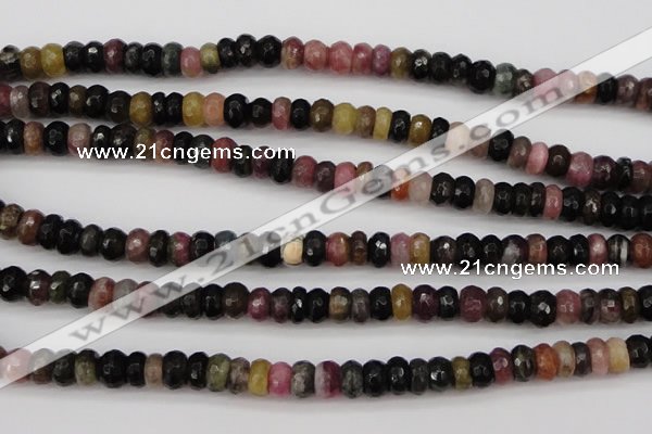 CTO376 15.5 inches 4*6mm faceted rondelle natural tourmaline beads