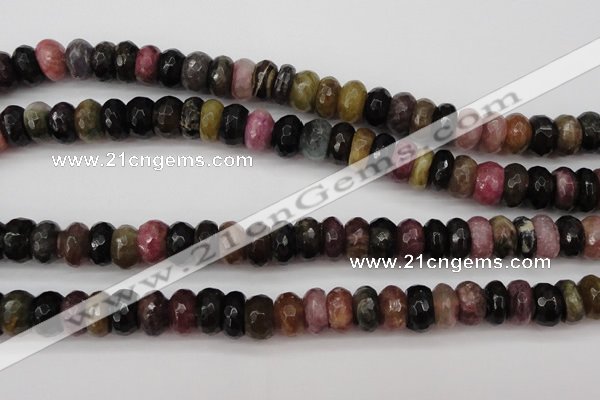 CTO378 15.5 inches 6*10mm faceted rondelle natural tourmaline beads