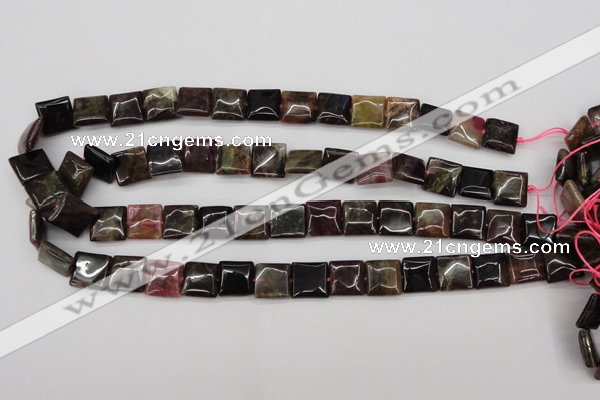 CTO388 15.5 inches 12*12mm square natural tourmaline beads wholesale