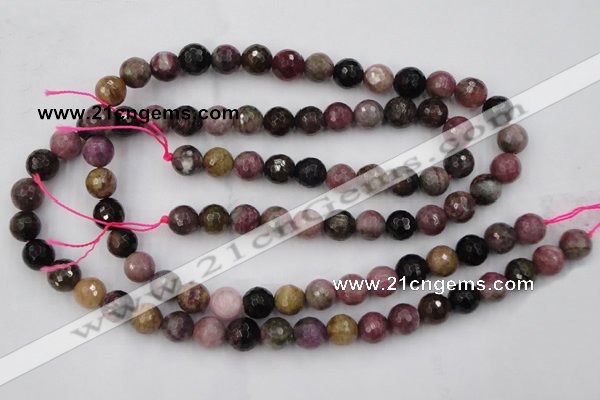 CTO45 15.5 inches 8mm faceted round natural tourmaline beads