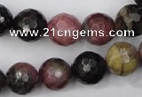 CTO46 15.5 inches 10mm faceted round natural tourmaline beads