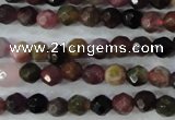 CTO460 15.5 inches 4mm faceted round natural tourmaline gemstone beads