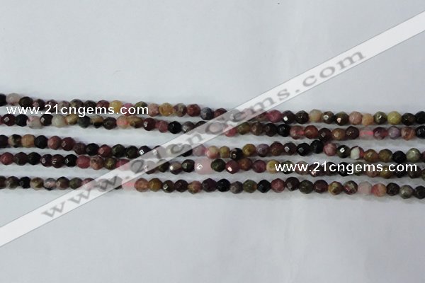 CTO460 15.5 inches 4mm faceted round natural tourmaline gemstone beads