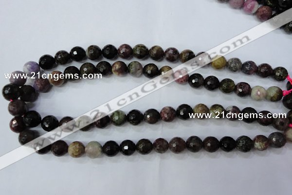 CTO464 15.5 inches 9mm faceted round natural tourmaline gemstone beads