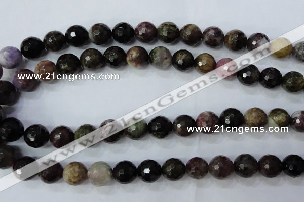 CTO466 15.5 inches 11mm faceted round natural tourmaline gemstone beads