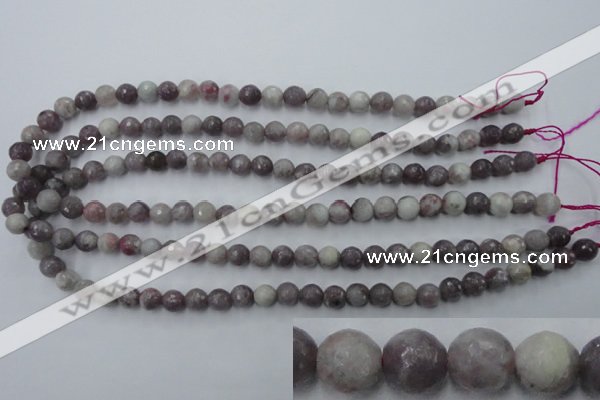 CTO482 15.5 inches 8mm faceted round pink tourmaline gemstone beads