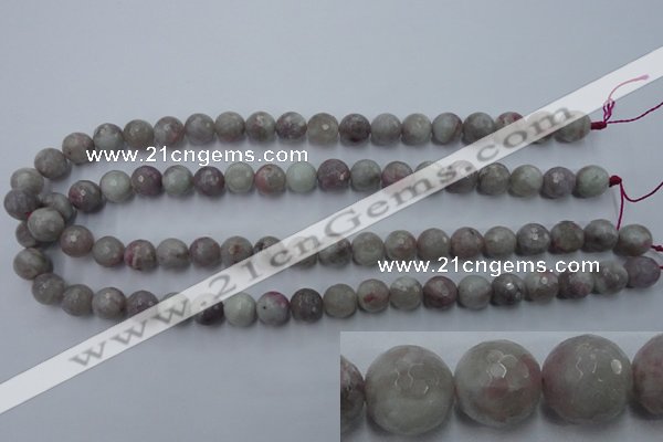 CTO483 15.5 inches 10mm faceted round pink tourmaline gemstone beads