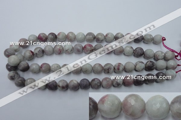 CTO484 15.5 inches 12mm faceted round pink tourmaline gemstone beads