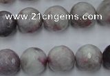 CTO485 15.5 inches 14mm faceted round pink tourmaline gemstone beads