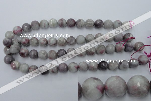 CTO485 15.5 inches 14mm faceted round pink tourmaline gemstone beads