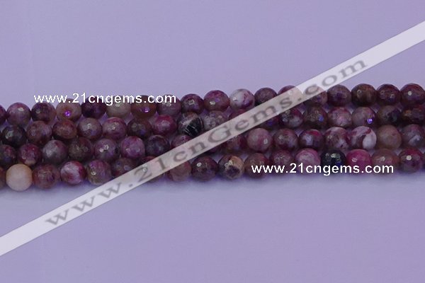 CTO612 15.5 inches 7mm faceted round tourmaline gemstone beads