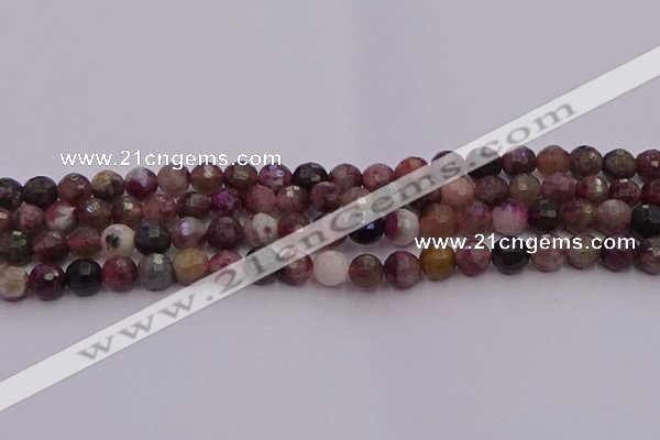 CTO635 15.5 inches 6mm faceted round tourmaline gemstone beads