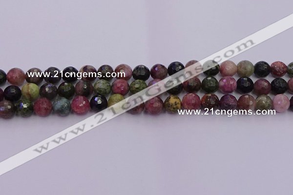 CTO636 15.5 inches 8mm faceted round tourmaline gemstone beads