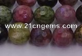 CTO637 15.5 inches 10mm faceted round tourmaline gemstone beads