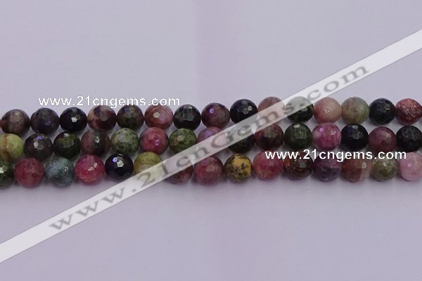 CTO637 15.5 inches 10mm faceted round tourmaline gemstone beads