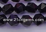 CTO647 15.5 inches 10mm faceted nuggets black tourmaline beads