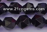 CTO648 15.5 inches 12mm faceted nuggets black tourmaline beads