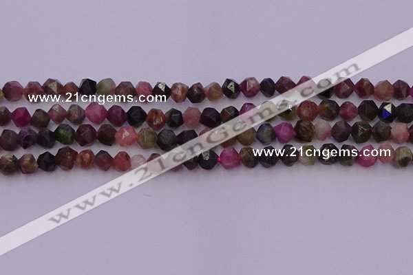 CTO650 15.5 inches 6mm faceted nuggets tourmaline gemstone beads