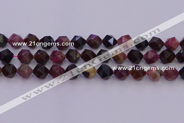 CTO652 15.5 inches 10mm faceted nuggets tourmaline gemstone beads