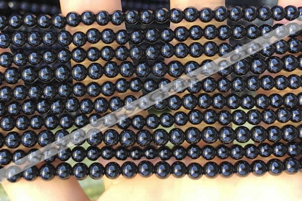 CTO710 15.5 inches 4mm round black tourmaline gemstone beads