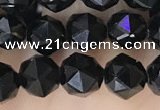 CTO716 15.5 inches 6mm faceted nuggets black tourmaline beads