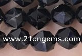 CTO717 15.5 inches 8mm faceted nuggets black tourmaline beads