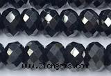 CTO725 15 inches 4*6mm faceted rondelle black tourmaline beads