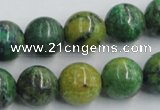 CTP06 15.5 inches 14mm round yellow green pine gemstone beads wholesale