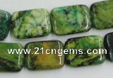 CTP10 15.5 inches 15*20mm rectangle yellow green pine gemstone beads