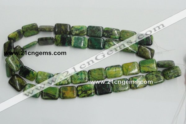 CTP10 15.5 inches 15*20mm rectangle yellow green pine gemstone beads