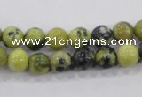 CTP102 15.5 inches 8mm round yellow pine turquoise beads wholesale