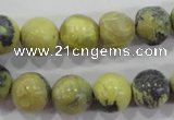 CTP104 15.5 inches 12mm round yellow pine turquoise beads wholesale